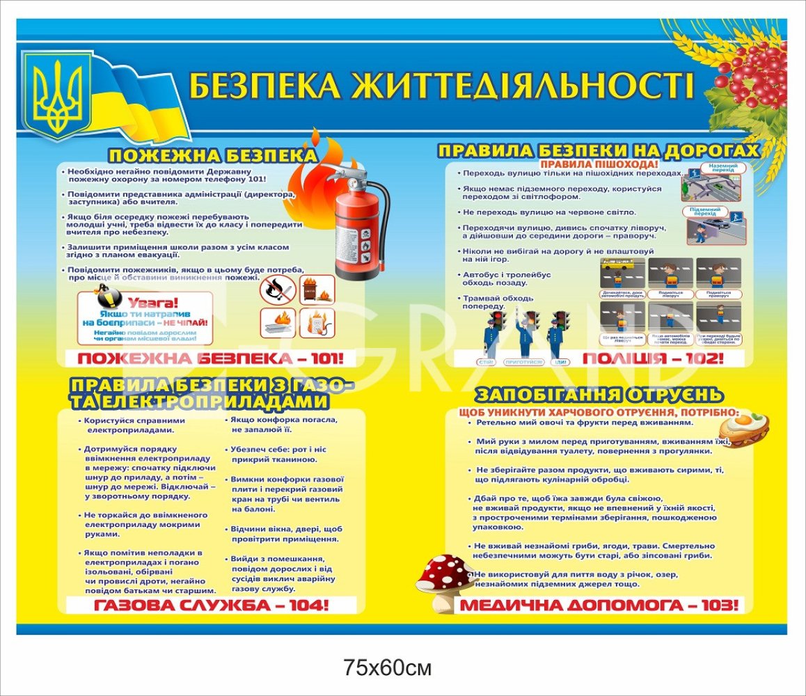 Стенд "Безпека життєдіяльності" для школярів - купити в інтернет ...