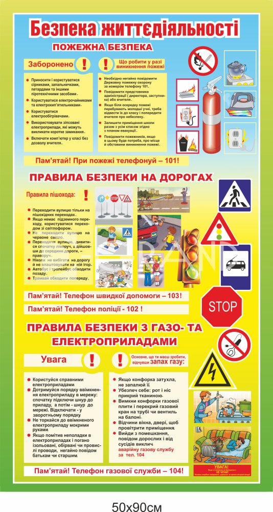 Безпека життєдіяльності для дітей: пластиковий плакат | D-GRAND / D-Grand