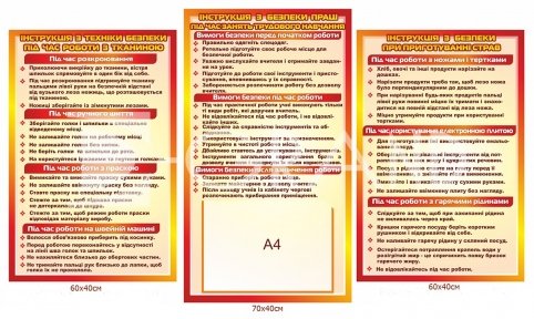 Комплект стендів  «Правила техніки безпеки в кабінеті обслуговуючої праці»