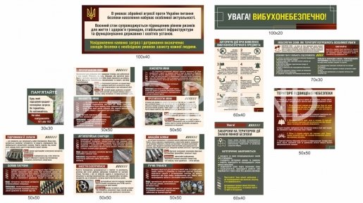 Стенди з мінної безпеки та вибухонебезпечних предметів для школи та укриттів